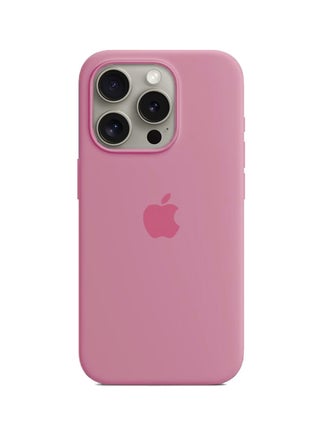 غطاء حماية من السيليكون السائل الناعم مع  لهاتف Apple iPhone 15 Pro 2023، وردي فاتح